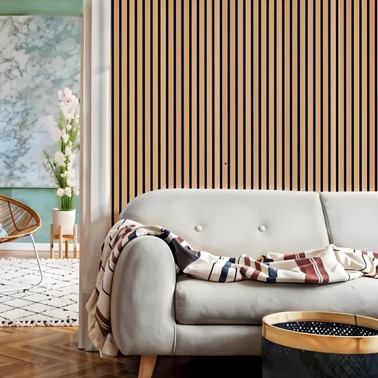 Painel de parede à prova de som personalizado com redução de ruído MDF Akupanel painel acústico de ripas de madeira