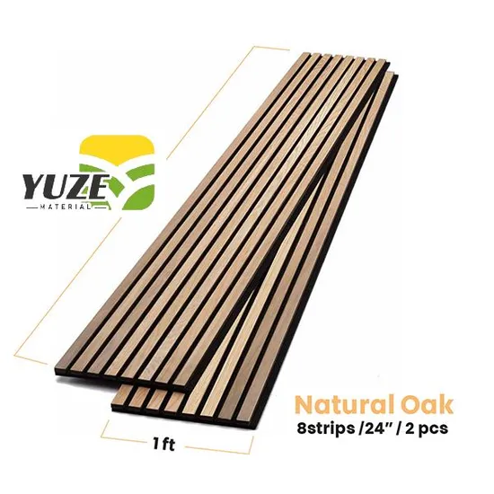 Painéis de parede acústicos de ripas de carvalho natural Akuslat, folheado de madeira MDF, design chinês para parede interna, teto, painéis de parede à prova de som